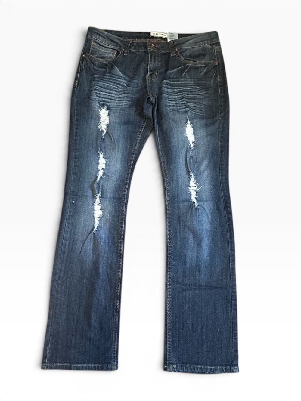 JC JQ Jeans Distressed Bootcut Flare Jeans Size 13 Blue Denim Y2K
